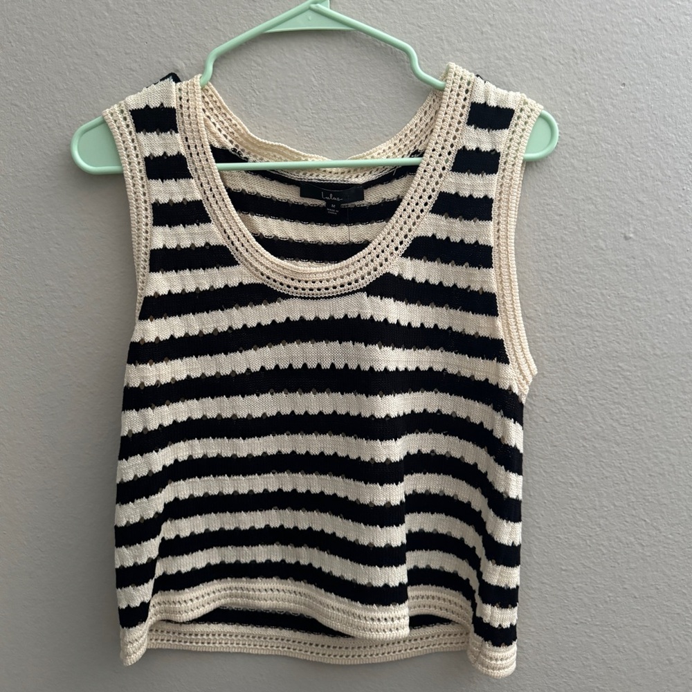 NWT- Lulus Women’s Striped Crochet Tank Top